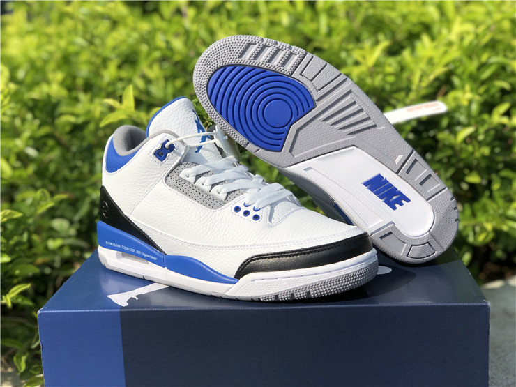 New Air Jordan 3 White Blue Black - Click Image to Close